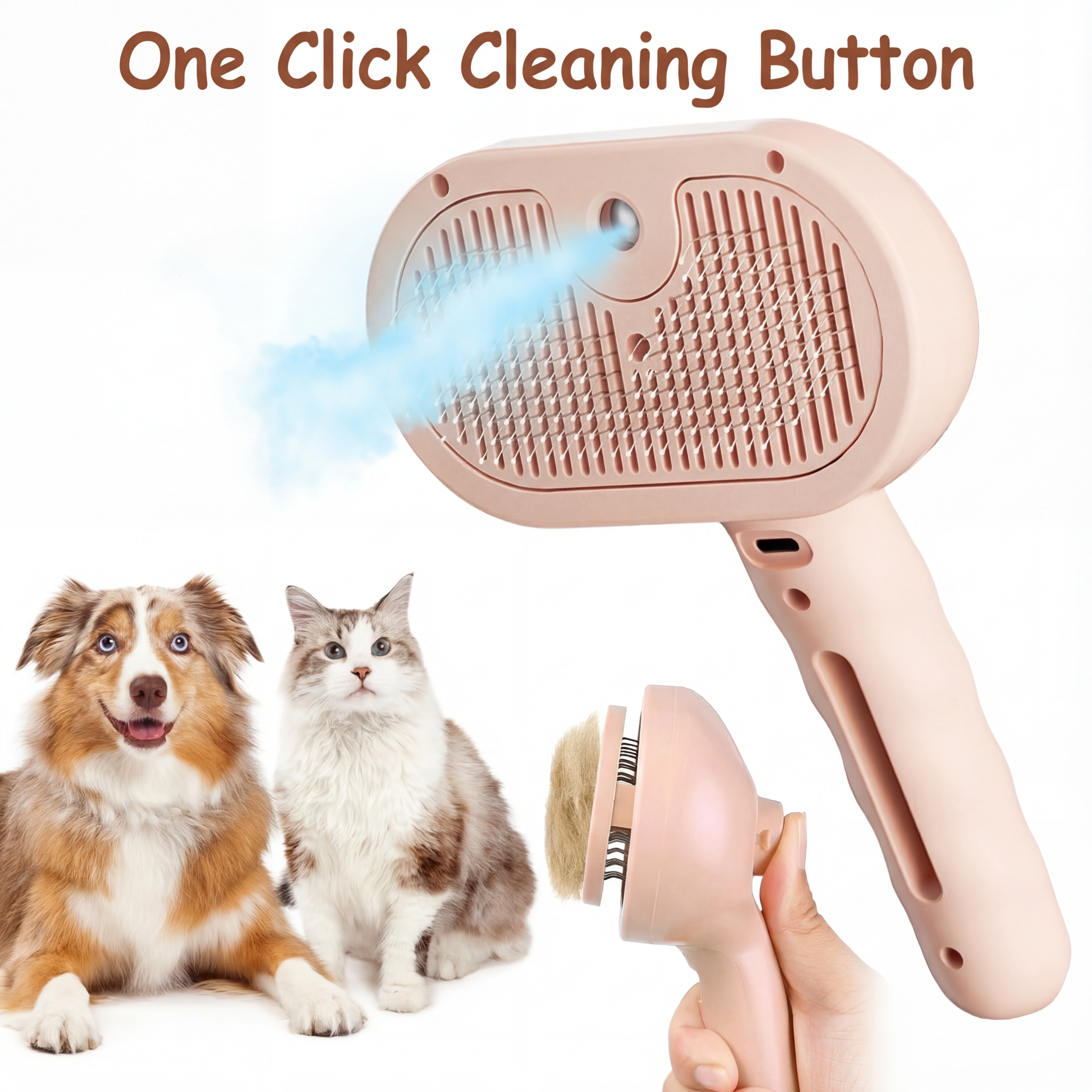 Dog Brush Dog Cat Steam Self Cleaning Deshedding Grooming Spray
