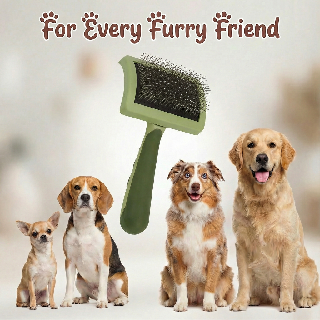 Dog Brush Dog Slicker Curved Coated Tips Long Hair Firm Stainless Steel
