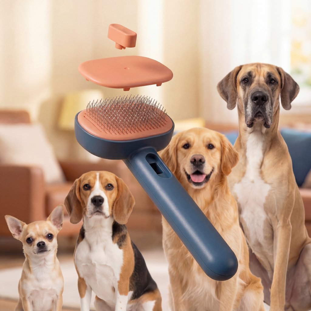 Dog Brush Self Cleaning Slicker Deshedding Metal Pins