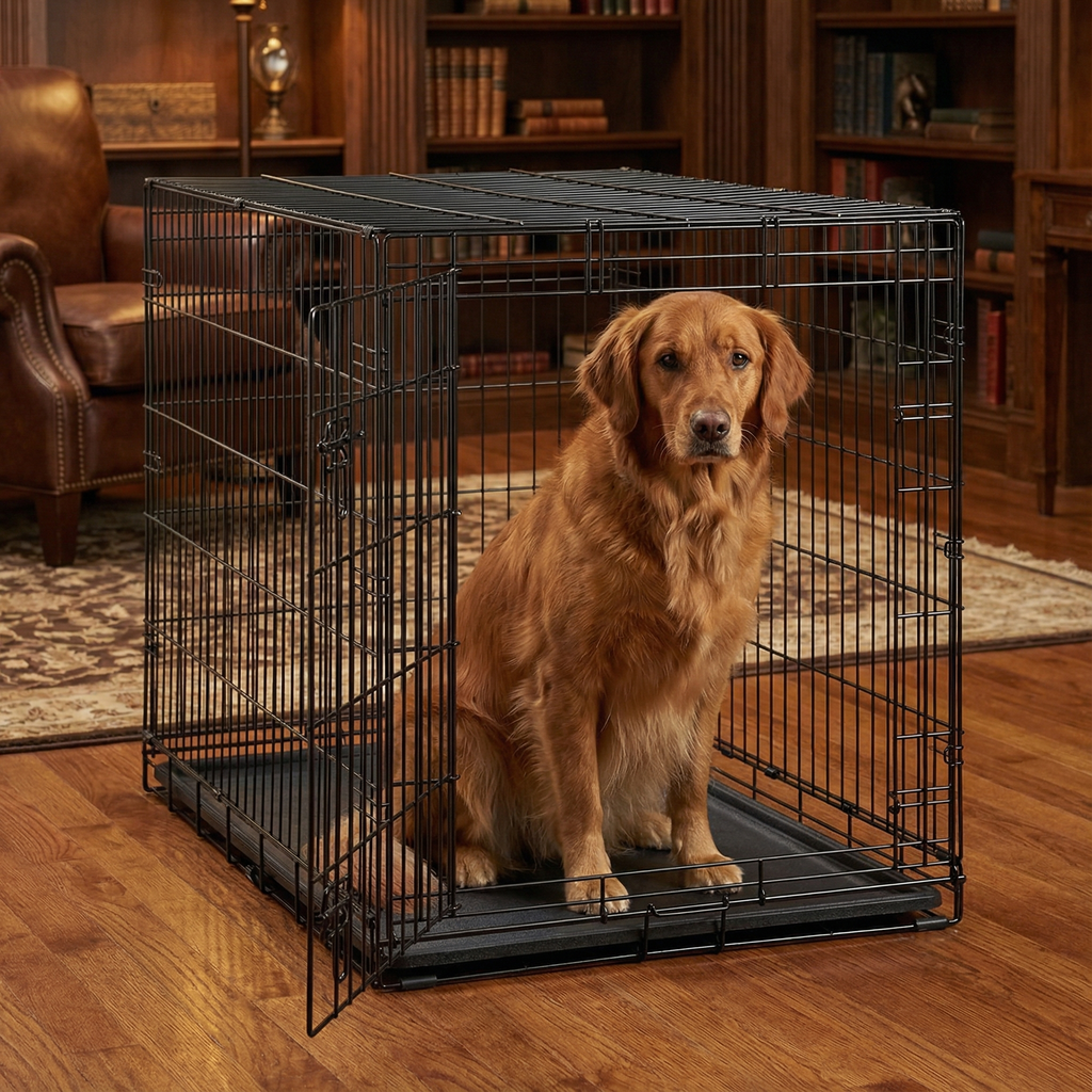 Dog Crate Dog Double Door Folding Wire Metal Indoor Training Kennel
