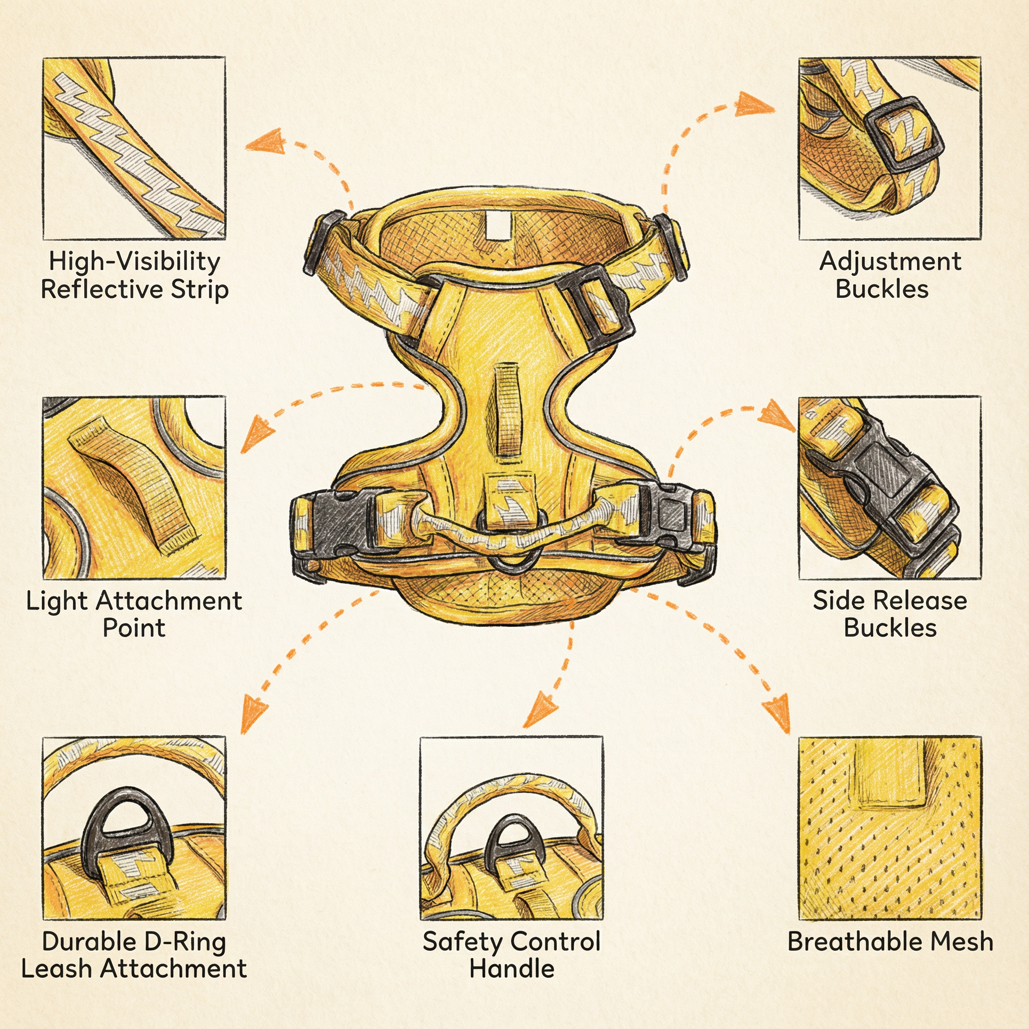 Dog Harness Reflective Adjustable No-Pull Outdoor