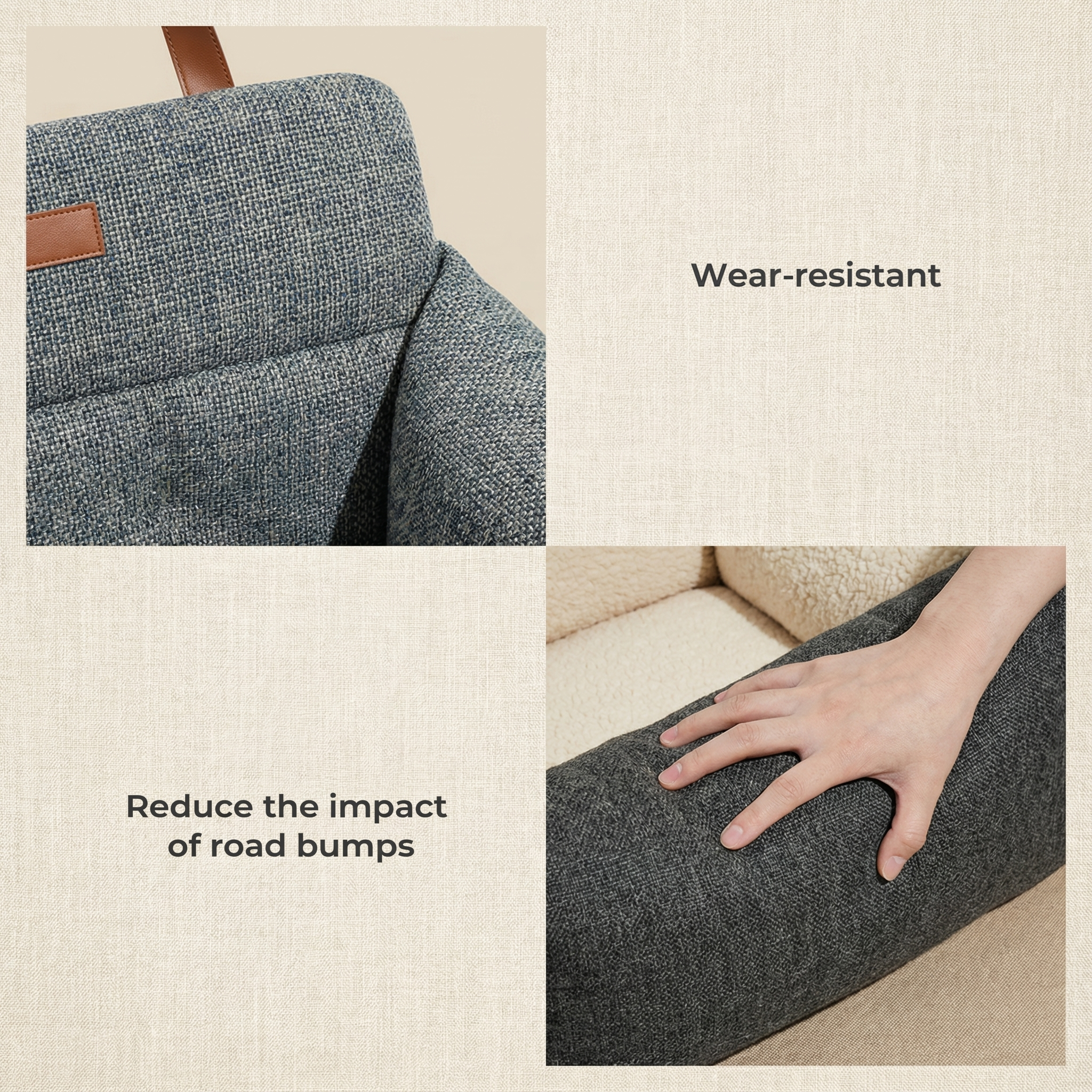 Dog Car Seat Dog Back Seat Bed Travel Bolster Washable Non-Slip Nylon