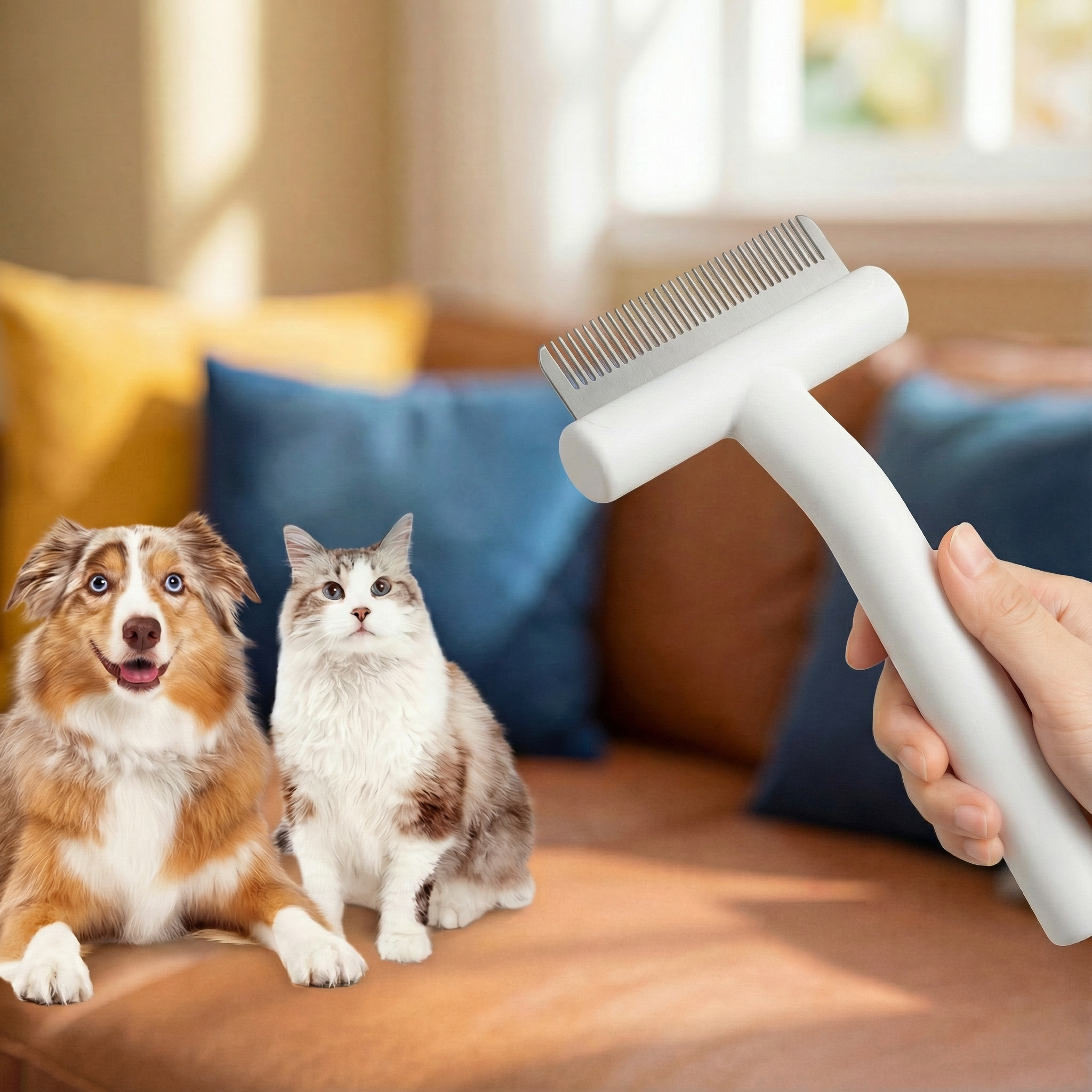 Dog Brush Dog Deshedding Tool Short Hair Undercoat Rake Stainless Steel